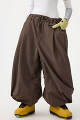 Women's Coffee Drawstring Baggy Balloon Snow Pants