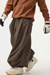 Pantalones de nieve holgados con cordón para hombre en color café 