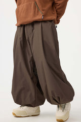 Men's Black Drawstring Baggy Balloon Snow Pants