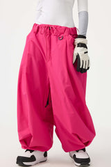 Women's Black Drawstring Baggy Balloon Snow Pants