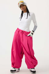 Women's Coffee Drawstring Baggy Balloon Snow Pants