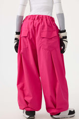 Women's Black Drawstring Baggy Balloon Snow Pants