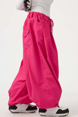 Women's Black Drawstring Baggy Balloon Snow Pants