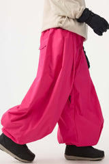 Men's Black Drawstring Baggy Balloon Snow Pants