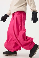 Men's Black Drawstring Baggy Balloon Snow Pants