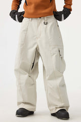 Women's Black Baggy Oxford Wear-resistant Snow Pants