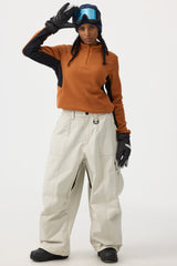 Pantalones de nieve Oxford holgados y resistentes al desgaste para mujer en color caramelo