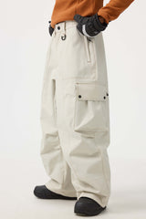 Women's Beige Baggy Oxford Wear-resistant Snow Pants