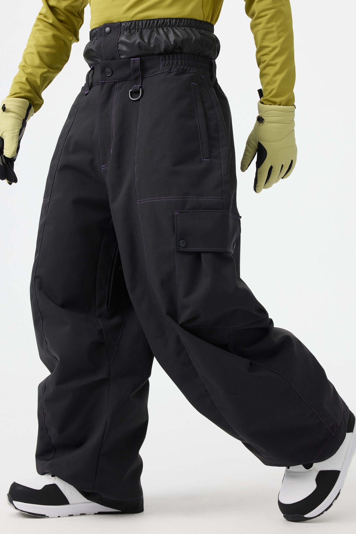 Men's Black Baggy Oxford Wear-resistant Snow Pants