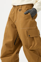 Women's Caramel Baggy Oxford Wear-resistant Snow Pants