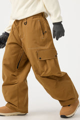 Pantalones de nieve Oxford holgados y resistentes al desgaste para mujer en color caramelo