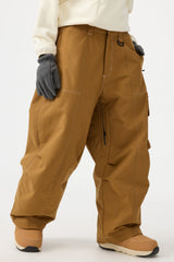 Women's Beige Baggy Oxford Wear-resistant Snow Pants