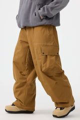 Men's Beige Baggy Oxford Wear-resistant Snow Pants