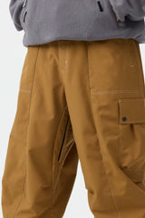 Men's Beige Baggy Oxford Wear-resistant Snow Pants