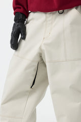 Women's Beige Baggy Oxford Workwear Snow Pants