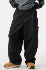 Women's Black Baggy Oxford Workwear Snow Pants