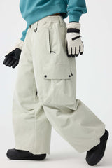 Women's Off White Baggy Structured Soft Corduroy Snow Pants