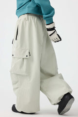 Women's Off White Baggy Structured Soft Corduroy Snow Pants