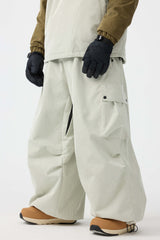 Men's Olive Green Baggy Structured Soft Corduroy Snow Pants