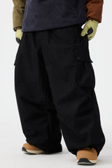 Men's Olive Green Baggy Structured Soft Corduroy Snow Pants