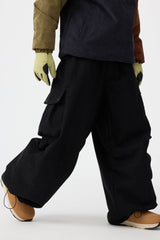 Men's Olive Green Baggy Structured Soft Corduroy Snow Pants