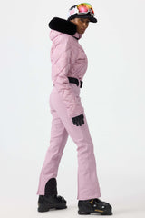 Women's Pink Durable Mini-flare Leggings One-Piece Ski Suit