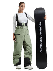 Women's Gsou Snow Durable Mountain Pro All Function Cargo Snow Bibs Pants