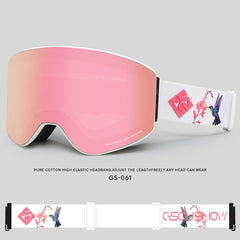 Gafas de esquí cilíndricas para adultos Gsou Snow, plateadas, antivaho, con lentes intercambiables y sin marco