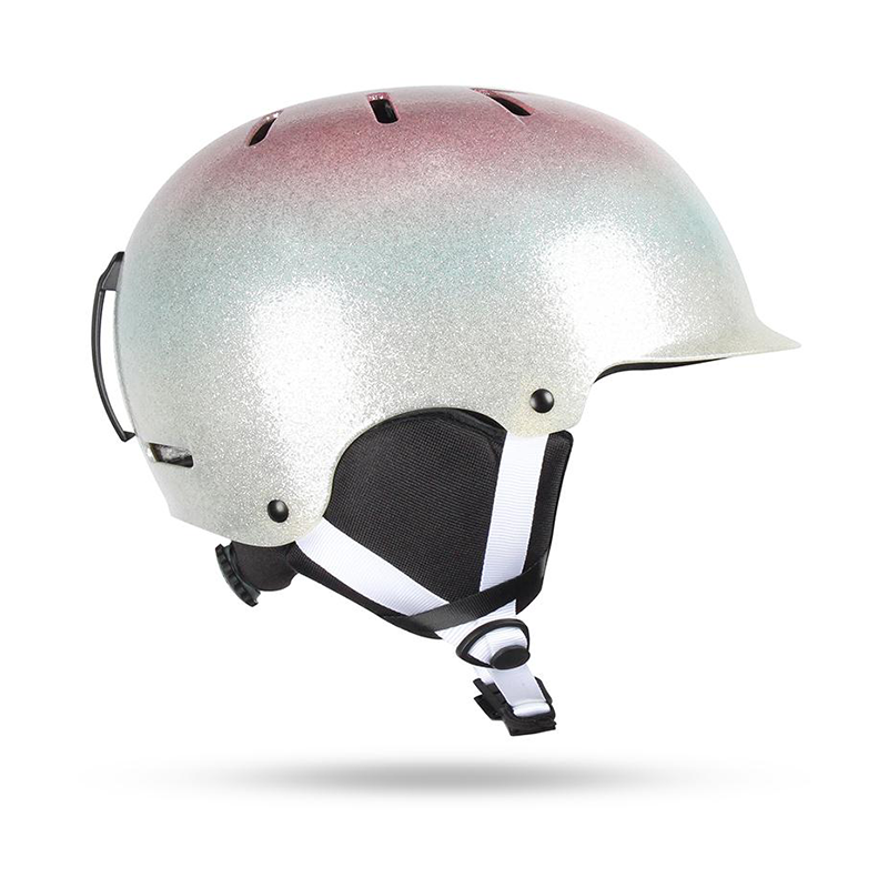 Casco de esquí y snowboard Gsou Snow para adultos, color rosa, con revestimiento de plata y láser degradado, ligero y con revestimiento de EPS integrado