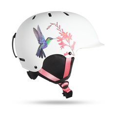 Casco de esquí y snowboard Gsou Snow con estampado de colibríes para adultos, ligero y de poliestireno expandido integrado