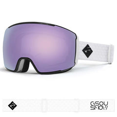 Gsou Snow Skibrille für Erwachsene, rahmenlos, beschlagfrei, mit abnehmbaren Gläsern, Violett