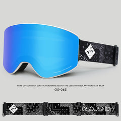 Gsou Snow Skibrille für Erwachsene, zylindrisch, silberfarben, Antibeschlag-Schutz, austauschbare Gläser, rahmenlose Schneebrille