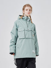 RAWRWAR Schneejacke mit 3 Cargo-Pow-Line-Taschen und halbem Reißverschluss für Damen