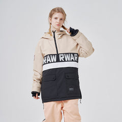 RAWRWAR Powershot Cargo-Schneejacke mit halbem Reißverschluss und abnehmbarem Saum für Damen