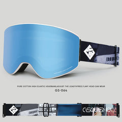 Gafas de esquí cilíndricas para adultos Gsou Snow, plateadas, antivaho, con lentes intercambiables y sin marco