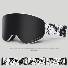 Gafas de esquí cilíndricas para adultos Gsou Snow, plateadas, antivaho, con lentes intercambiables y sin marco