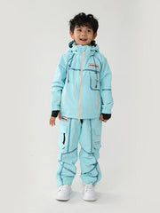 Air Pose Mountain Breaker Stripe Cargo-Schneejacke und -hose für Kinder