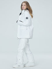 Conjuntos de chaqueta y pantalones de nieve en blanco brillante de invierno Arctic Queen para mujer 